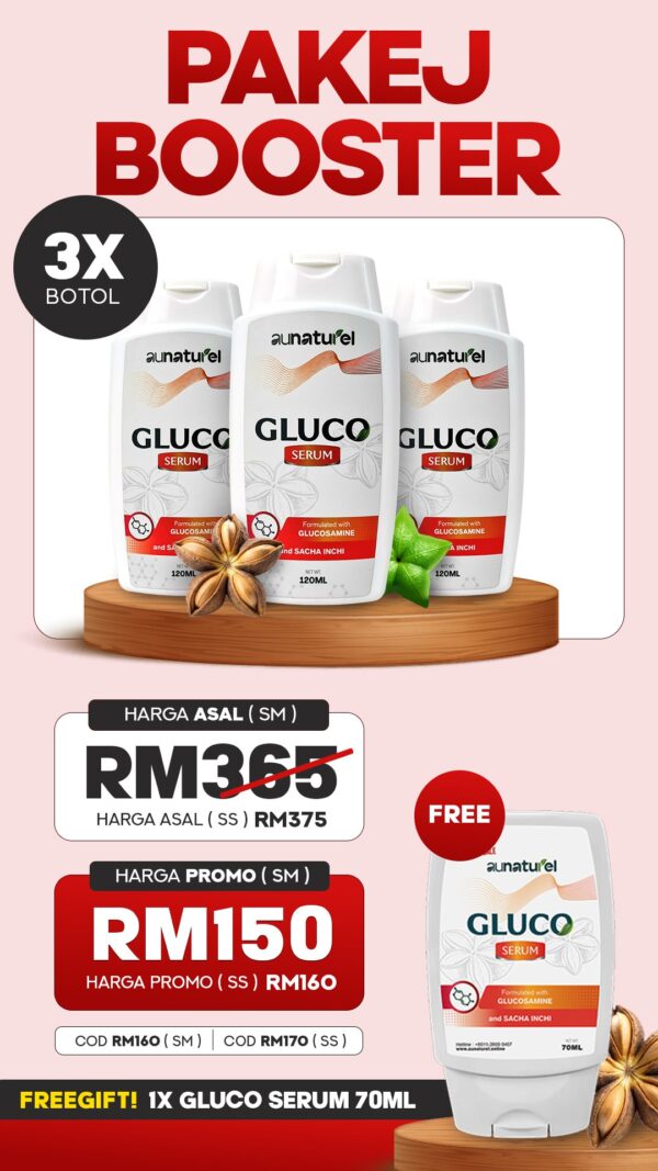 GLUCO SERUM 3 BTL 120ML + 1 GLUCO SERUM 70ML PAKEJ BOOSTER